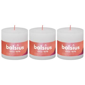 Bolsius Rustic Pillar Candles Shine - Cloudy White (3 pcs)