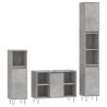 3 Piece Bathroom Furniture Set - Concrete Grey - Stylish Storage