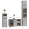 3 Piece Bathroom Furniture Set - Concrete Grey - Stylish Storage