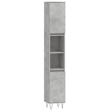 3 Piece Bathroom Furniture Set - Concrete Grey - Stylish Storage