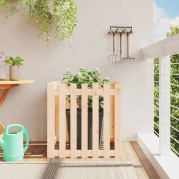 Garden Planter with Fence Design - Solid Pine Wood 70x70 cm