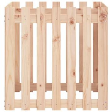 Garden Planter with Fence Design - Solid Pine Wood 70x70 cm