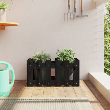 Garden Planter with Fence Design - Solid Pine - 60x30 cm