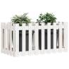 White Garden Raised Bed with Fence Design | Solid Pine 100x50x70 cm