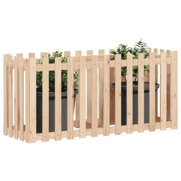 Garden Raised Bed with Fence Design - Solid Pine Wood 150x50x70 cm