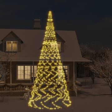 Warm White Christmas Tree on Flagpole - 800 cm with 3000 LEDs