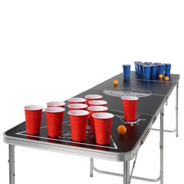 HI Beer Pong Folding Table - Height Adjustable Black