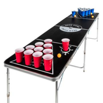 HI Beer Pong Folding Table - Height Adjustable Black