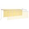 Manual Retractable Awning with LED Lights - 4x3m Yellow & White