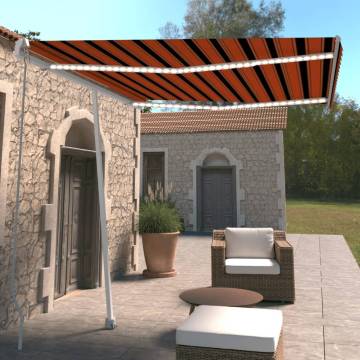 Manual Retractable Awning with LED - 300x250 cm Orange & Brown