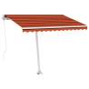 Manual Retractable Awning with LED - 300x250 cm Orange & Brown