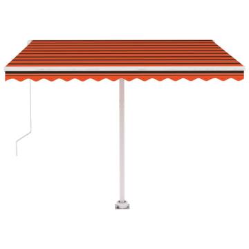 Manual Retractable Awning with LED - 300x250 cm Orange & Brown