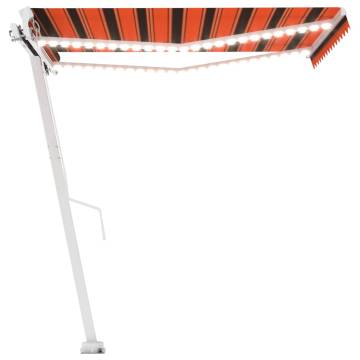 Manual Retractable Awning with LED - 300x250 cm Orange & Brown