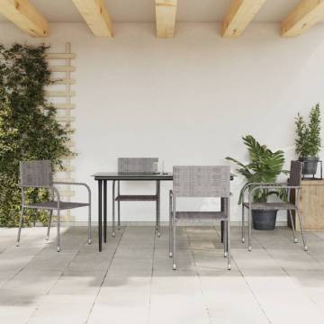 5 Piece Garden Dining Set - Grey & Black Poly Rattan