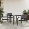 5 Piece Garden Dining Set Black Poly Rattan and Steel Size 80 cm table length Number of 4 