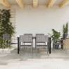 7 Piece Garden Dining Set Grey and Black Poly Rattan and Steel Size 160 cm table length Number of 6 