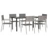 7 Piece Garden Dining Set - Grey & Black Poly Rattan