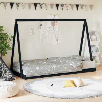 Kids Black Bed Frame 90x190 cm | Solid Pine Wood