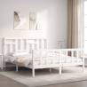 Bed Frame with Headboard White King Size Solid Wood Colour white Size 150 x 200 cm 