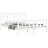 White King Size Bed Frame with Headboard - Solid Wood