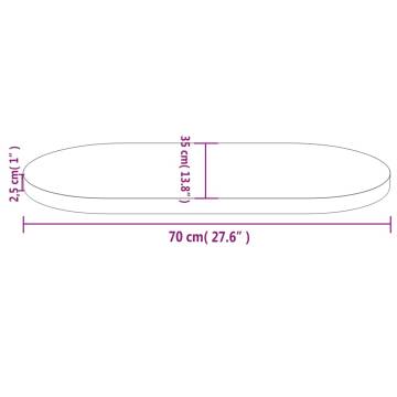 Solid Pine Oval Table Top 70x35x2.5 cm - Durable & Versatile