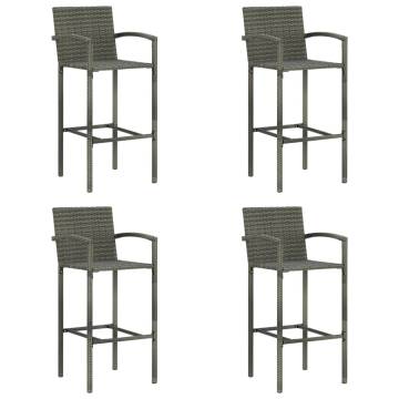 Stylish Bar Stools 4 pcs Grey Poly Rattan - Hipomarket