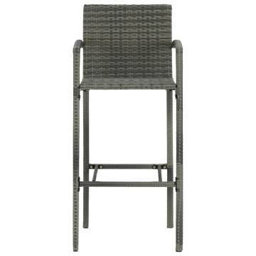 Stylish Bar Stools 4 pcs Grey Poly Rattan - Hipomarket