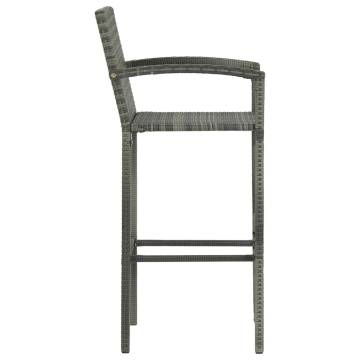 Stylish Bar Stools 4 pcs Grey Poly Rattan - Hipomarket