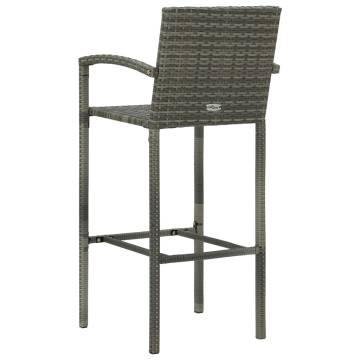 Stylish Bar Stools 4 pcs Grey Poly Rattan - Hipomarket