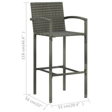 Stylish Bar Stools 4 pcs Grey Poly Rattan - Hipomarket