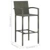 Stylish Bar Stools 4 pcs Grey Poly Rattan - Hipomarket