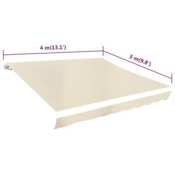 Awning Top Sunshade Canvas Cream 4x3m - UV Protection