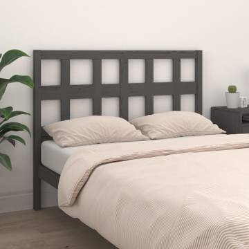 Stylish Grey Bed Headboard - Solid Pine Wood 185.5x4x100 cm