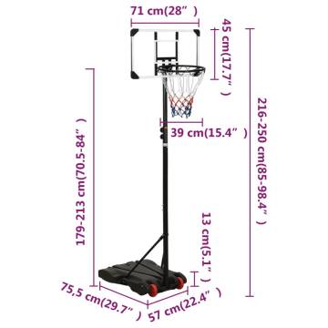 Basketball Stand Transparent 216-250 cm | Durable & Adjustable