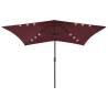 Parasol with LEDs and Steel Pole Bordeaux Red 2x3 m Colour bordeaux red Quantity in Package 1 