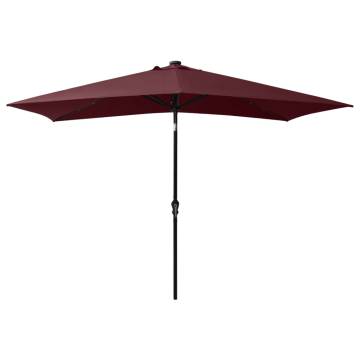 Bordeaux Red LED Parasol with Steel Pole - 2x3m | HipoMarket