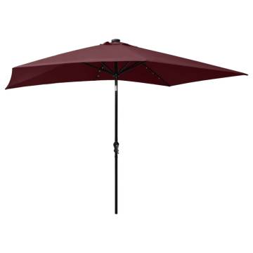 Bordeaux Red LED Parasol with Steel Pole - 2x3m | HipoMarket