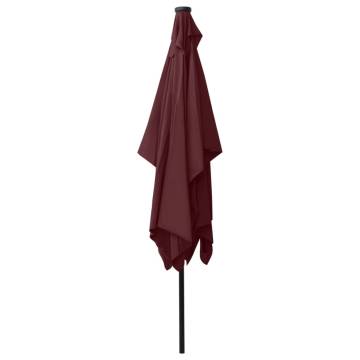 Bordeaux Red LED Parasol with Steel Pole - 2x3m | HipoMarket