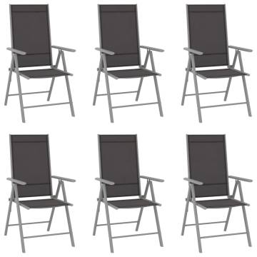 Folding Garden Chairs Set 6 pcs - Durable Textilene Black