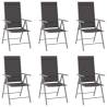 Folding Garden Chairs 6 pcs Textilene Black Colour black and silver Quantity in Package 6 