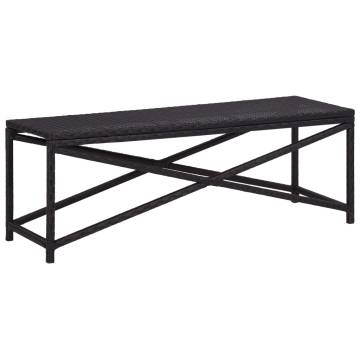 Stylish Black Poly Rattan Garden Bench - 120 cm