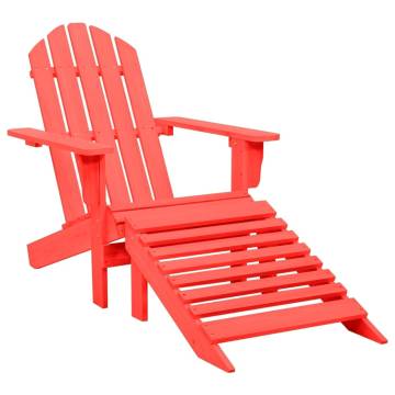 Garden Adirondack Chair with Ottoman - Solid Fir Wood Red