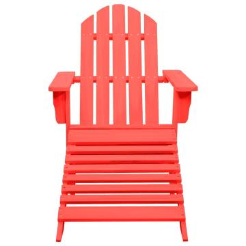 Garden Adirondack Chair with Ottoman - Solid Fir Wood Red