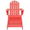 Garden Adirondack Chair with Ottoman - Solid Fir Wood Red