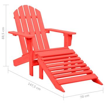 Garden Adirondack Chair with Ottoman - Solid Fir Wood Red