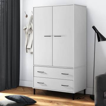 OSLO Wardrobe with Metal Legs - Stylish White Storage (90x55x172.5 cm)