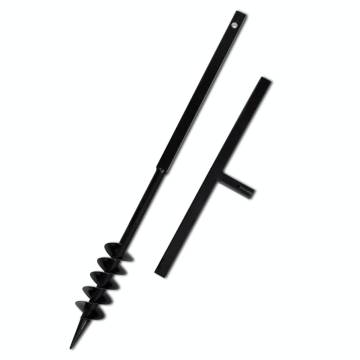 Ground Drill with Handle Auger Bit - 80mm Steel Black