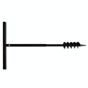 Ground Drill with Handle Auger Bit - 80mm Steel Black