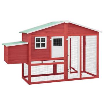 Durable Red and White Chicken Coop with Nest Box