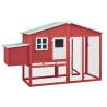 Chicken Coop with Nest Box Red and White Solid Fir Wood Colour red 